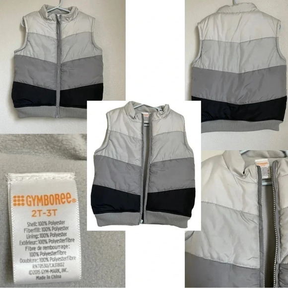 7 Piece Bundle! 3 shirts, 3 jackets and 1 vest!  4T- Plaid- Dinosaur- Stripes - Picture 3 of 9